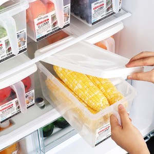 Refrigerator Storage <b>Box</b> With Handle Rectangle Plastic Lid Food Container For Fruit Vegetable Kitchen Organization - Product Image 2