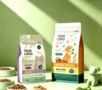 Sachets refermables imprimés sur mesure à huit soudures latérales, résistants à l'humidité, pour l'emballage d'aliments secs pour chiens, chats, animaux de compagnie, céréales, noix et snacks.