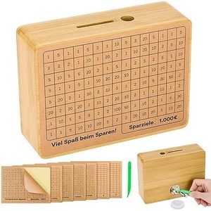 Tirelire en bois avec grille pour plan d'épargne de 365 jours et suivi des objectifs d'épargne pour enfants - Product Image 4