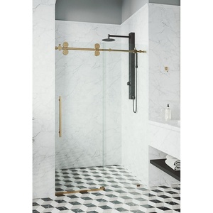 Chất lượng cao tắm bao vây khách sạn không khung Frosted Tempered trượt kính tắm cửa - Product Image 1