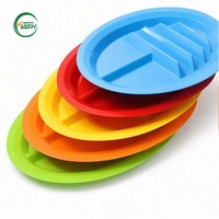 Piring Taco PP Food Grade Besar 3 Slot Taco 2 Kompartemen Saus Aman untuk Mesin Cuci Piring dan Microwave Dapat Digunakan Kembali Dapat Ditumpuk