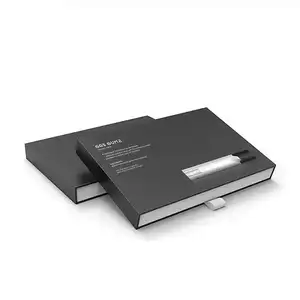 -Servicio de lujo popular de papel electrónico cajón deslizante caja de embalaje negro personalizado con caja de espuma insertar