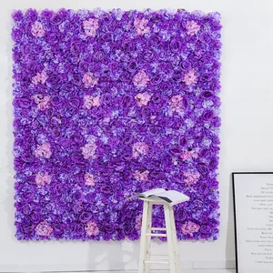 Telón de fondo personalizado 3D para boda, Panel decorativo de seda rosa, flores artificiales para pared