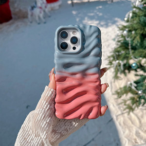เคสโทรศัพท์ iPhone 16 Pro Max สีชมพูไล่เฉดแบบ 3D Cream Texture สำหรับ Apple 17, กันกระแทก, ใช้ได้กับ 14/15, ให้ความรู้สึกพรีเมียม - Product Image 6