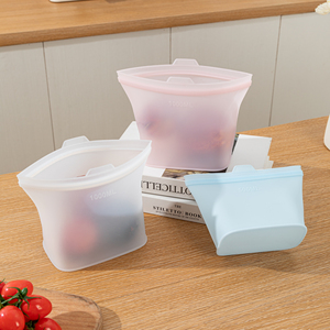 Bpa Free Eco-friendly Stand up Reusable Silicon Ziplock Food Storage <b>Bag</b> Pouch Food Grade Safe Silicone Freezer <b>Bags</b> for Food - Product Image 1