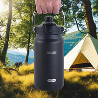 Gourde isotherme 50 oz pour la salle de sport et les activités de plein air, avec logo, 1500 ml, en acier inoxydable, avec poignée
