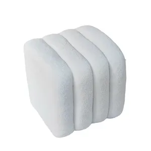 Modern Luxurious Square Decorative Ottoman Caterpillar Teddy Tool Fabric Boucle Rectangular Stool Bedroom Functional Simple