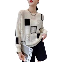 Cardigan d'hiver en acrylique anti-plis pour femme, style coréen, coupe ajustée, décontracté, ample, polyvalent, ajouré, à manches longues, col en V, chemise de base