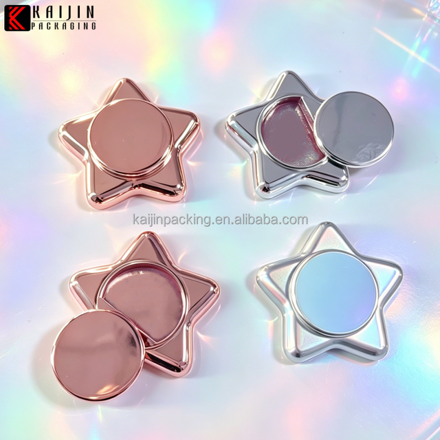 Black Star Shape Cosmetic Container for Lipstick Blusher Loose Powder Lip Balm Cases Recycled Materials Modern Luxury Design