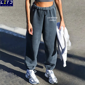 Fabricant OEM Personnalisation du Logo Marque Privée <span class=keywords><strong>Pantalon</strong></span> de Survêtement Ample Assorti <span class=keywords><strong>en</strong></span> Coton Polaire pour Femmes - Product Image 1