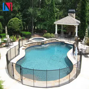 4x24Ft Outdoor Black Swimming Pool Fence With Section Kit Removable Mesh Barrier