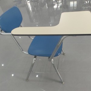 Ensemble chaise et bureau d'étudiant, plateau en plastique, structure métallique, 76,5x35x75,5cm, mobilier scolaire durable, design minimaliste - Product Image 4