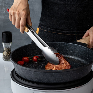 Plump Stainless Steel Tongs With Wooden Handle Heat Resistant For Flipping Steak And BBQ Cooking - Product Image 1