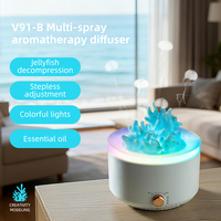Humidificateur d'air ultrasonique OEM unique en forme de corail, diffuseur d'arômes de bureau à 5 sorties, modes de pulvérisation double effet méduse, télécommande