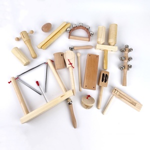 Juego de Instrumentos de Percusión de Madera al por Mayor con Sonajero Triangular, Castañuela y Tubo de Sonido para la Educación Musical y el Juego Infantil - Product Image 1