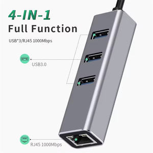 3 Ports USB3.0 HUB Station d'accueil USB vers Rj45 Gigabit Ethernet Adaptateur pour Windows <span class=keywords><strong>MacOS</strong></span> Ordinateur portable PC <span class=keywords><strong>4</strong></span>-en-1 USB 3.0 Type C HUB - Product Image 6