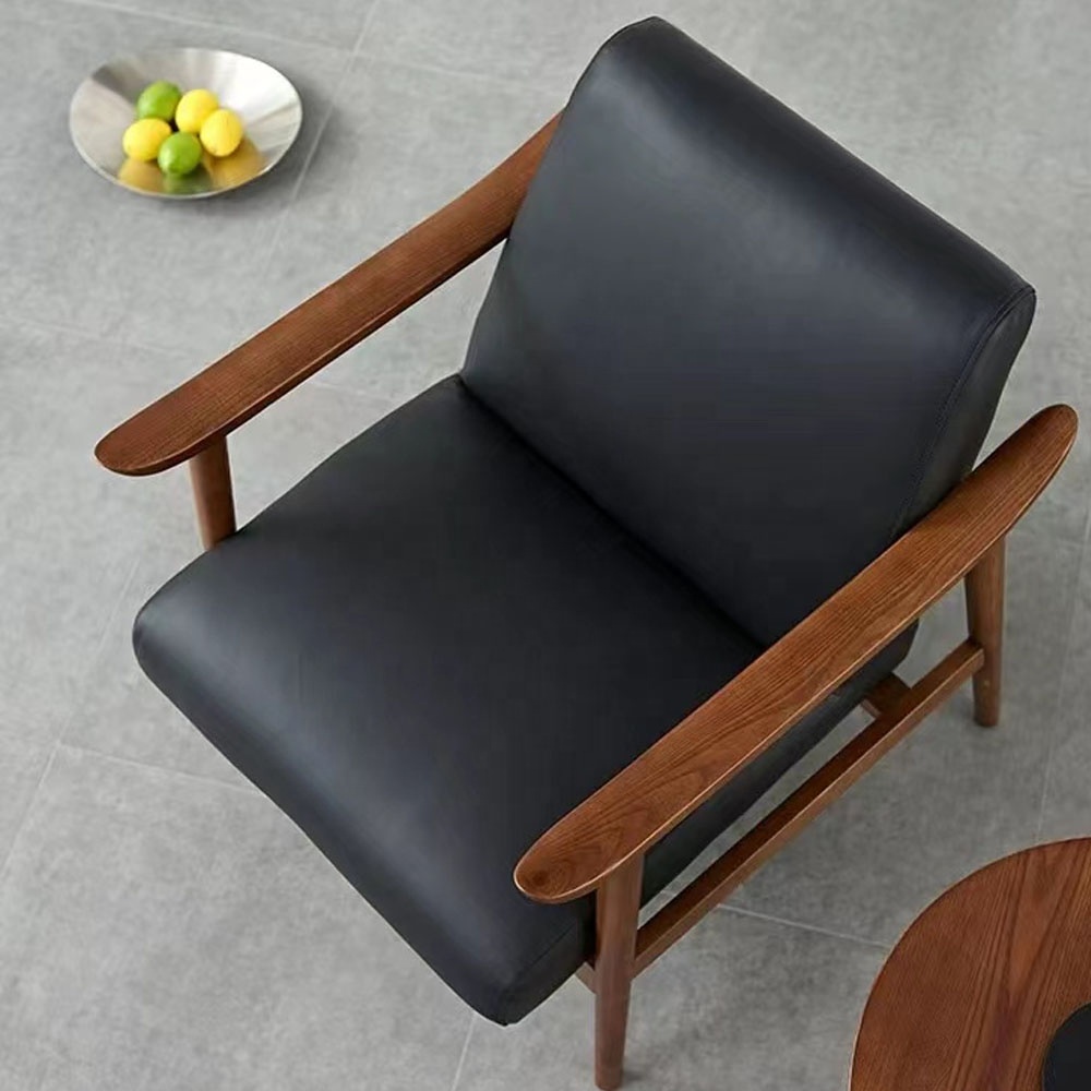 Luxury Leather Dining Chair Living Room Upholstery Arm Chair Dining Wholesale with wood Legs