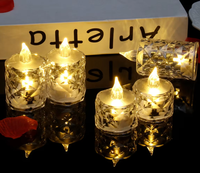 Bougie LED sans flamme en cristal taillé sur mesure, effet vacillant, mini, pour événements, mariages, restaurants, vente en gros