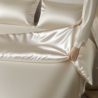 Housse de couette de luxe légère et minimaliste en soie glacée de qualité supérieure, ultra-douce et lavable, pour ensemble quatre pièces