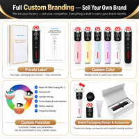 Appareil de beauté personnalisé avec logo, 6 en 1, pour une peau éclatante, booster facial en verre, masseur micro-courant pour lifting du visage, soins de la peau à domicile
