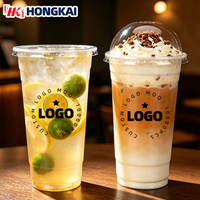 Gobelets à boisson jetables personnalisés avec logo, 350 ml, 380 ml, 480 ml, 620 ml, gobelets à smoothie à emporter, gobelets à bingsu, coupes en plastique PP avec couvercles