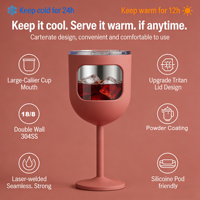 Gobelet à vin en acier inoxydable à double paroi de 550 ml avec base en silicone et couvercle rabattable en Tritan pour les voyages en plein air