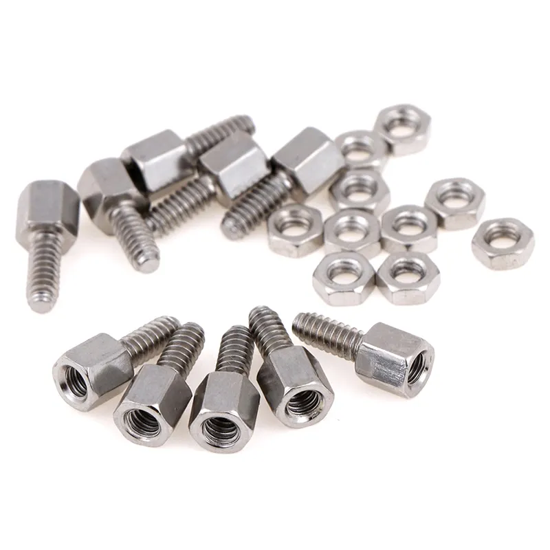 10Pairs/Lot 5+7mm Header Plate Bracket Stud Bolt & Nut Nuts Screw D-Sub VGA Serial