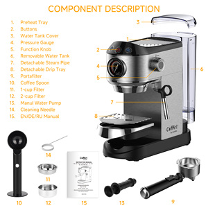 Cafetera Semiautomática BioloMix de 20 Bares con Espumador de Leche |   1450W de Alta Potencia |   Tanque Extraíble de 1.1L - Product Image 5