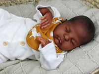 Poupée Reborn en Silicone 49cm Noire Africaine Américaine Réaliste Nouveau-né Douce pour Enfants, Cadeau