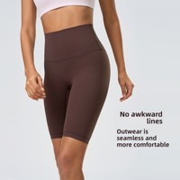 Short de yoga de fitness taille haute pour femme pantalon de cyclisme de sport en nylon souple avec fermeture à la taille élastique pour la course