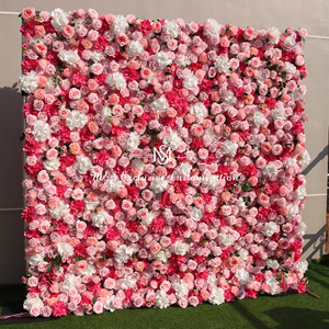 8 * 8ft rosa rosa <span class=keywords><strong>viola</strong></span> di simulazione della parete del fiore di celebrazione del matrimonio della carta di celebrazione della foto decorazione del fondo della foto - Product Image 2