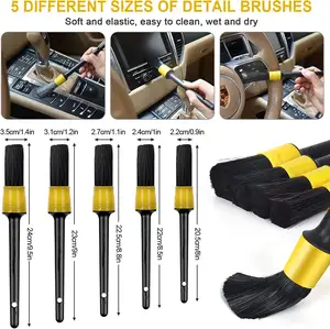 20PCS Professional And Customized Car Care Wash Interior Cleaning Kit Detailing Drill Brush Set Yellow Auto Wash Set