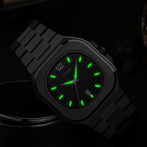 Montres à quartz pour hommes de marque haut de gamme avec logo personnalisé, bracelet en acier inoxydable allié, mode, affaires, luxe, résistantes à l'eau 3BAR, aiguilles romaines - Product Image 6