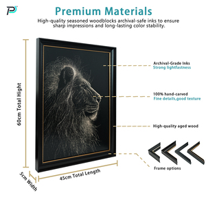 Tranh treo tường nghệ thuật khắc gỗ hiện đại, khung tranh thủ công, tranh động vật sư tử, khung ảnh trang trí bằng gỗ - Product Image 3
