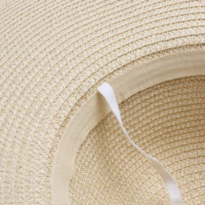 Sombrero de ala ancha plegable <span class=keywords><strong>con</strong></span> lazo grande de verano para mujer Sombrero de <span class=keywords><strong>playa</strong></span> de paja para el sol - Product Image 4