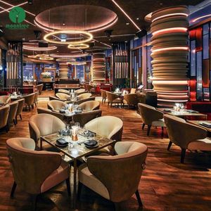 Moontree Coffee Shop Comercial Café Cuero Metal Mármol Restaurante Banco Sofá Muebles Cabina Asiento Mesa Silla Conjunto - Product Image 5