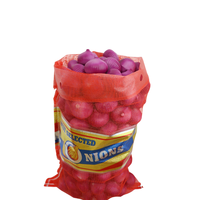 Sac en filet rouge Leno pour l'emballage des oignons avec étiquette de marque personnalisée, sacs en filet plastique respirants pour la vente en gros de légumes