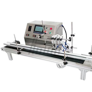 Semi Automatic 4 Heads Liquid Filling Machine 1.5m Conveyor Belt Stainless Steel For Cosmetic Beverage <b>Water</b> Food Chemical Packa - Product Image 1