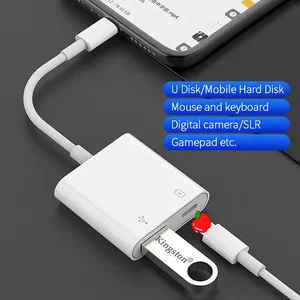 Cabo adaptador usb 3.0 otg para iphone, adaptador para iphone/ipad, suporte usb para leitor de cartões udisk