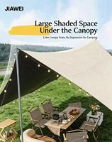 Toldo de Camping JIAWEI 210D de Tela Oxford para Exteriores, con Revestimiento Resistente a los Rayos UV SPF50+, Impermeable 2000mm, con Soportes de Hierro