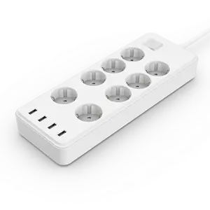 EU Standard Power Strip for High Power Electrical Appliances with 8 AC Sockets and 4 USB extension sockets power strip