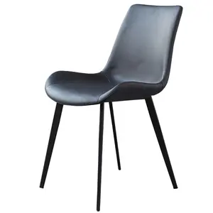 HAOSI oturma odası mobilya siyah metal bacak rustik Modern sandalye yemek için pu deri yemek kol sandalye yemek masası
