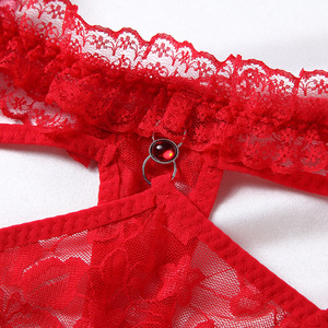 <span class=keywords><strong>Tangas</strong></span> de Encaje Sexy para Mujer al por Mayor, Tanga Transparente con Doble Tirante, Ropa Interior Floral, Lencería Transpirable - Product Image 2