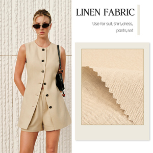 Tela de Mezcla de <span class=keywords><strong>Lino</strong></span> y Algodón Lisa al por Mayor para Moda Femenina, 55% <span class=keywords><strong>Lino</strong></span> 45% Algodón, Proveedor de Telas con MOQ Bajo - Product Image 1