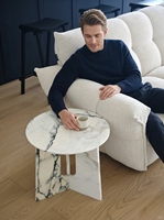 Table d'appoint en marbre fantôme Luofu de qualité supérieure pour salon moderne, accent sculptural et meuble de décoration intérieure