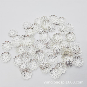 Cuentas de Plata en Forma de Flor de Ocho Pétalos de 7-9mm para Fabricación de Pulseras, Accesorios de Joyería, Chapado en Hierro, Origen Yiwu - Product Image 2
