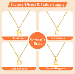 Nuevo Collar Minimalista con Colgante de Letra Personalizada, Acero Inoxidable, Plateado/Dorado, Resistente al Agua y a la Decoloración, Cadena de Eslabones, 26 Letras - Product Image 2