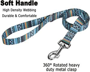 ชุดปลอกคอและสายจูง Marukopet ปรับได้สำหรับลูกสุนัขขนาดเล็กกลางขนาดใหญ่ดีไซน์น่ารักพร้อมลวดลายทางเรขาคณิตของชนเผ่าดอกไม้ - Product Image 4