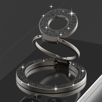 Support de téléphone magnétique à paillettes Bling avec béquille pliable à 3 positions, poignée de téléphone magnétique en métal de luxe