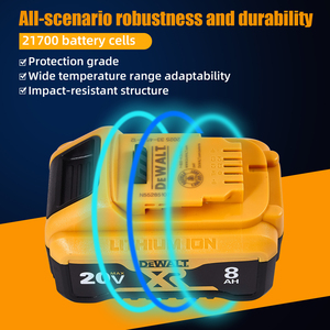 Batería de Repuesto <span class=keywords><strong>Dewalt</strong></span> de 20V 8.0Ah con Celdas 21700 - Compatible con DCB200 DCB204 DCB205 DCB206 - Protección contra Sobrecarga - Product Image 2
